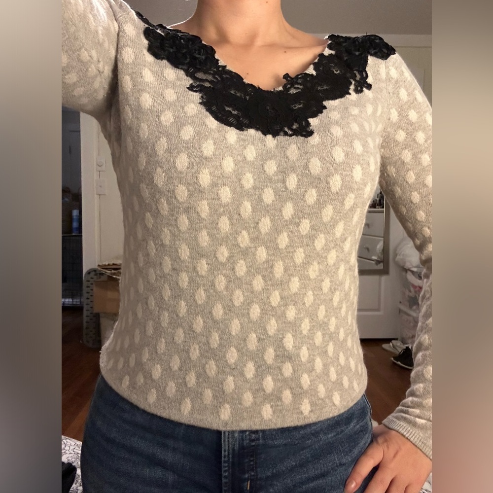 Karen Nicol Grey polka dot sweater